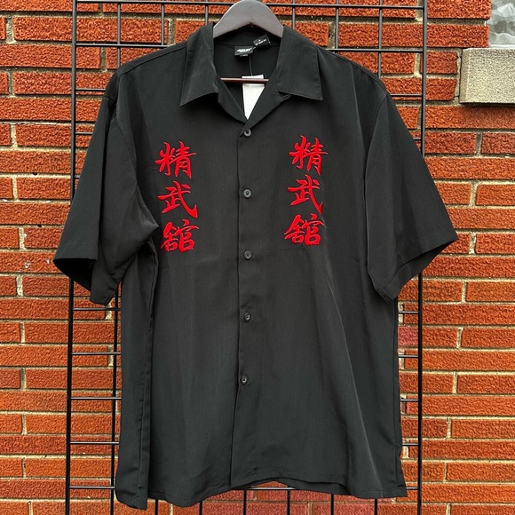 Vintage Y2K Era Dragonfly Amplify Red Letting Men’s Button Up Shirt Size Large - Picture 1 of 6